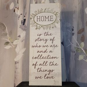 Home Is The Story...White Birch Look Wood Freestanding Devorative 3D Plaque